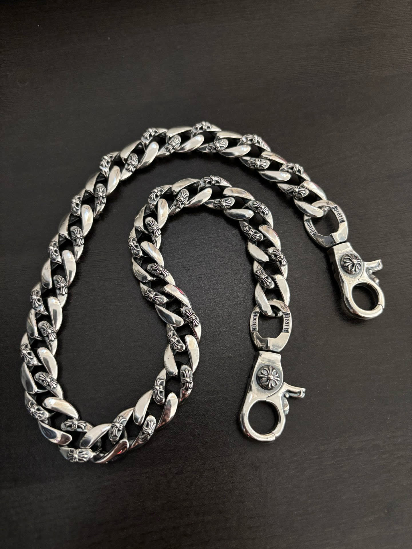 Chrome Hearts Sterling Silver Floral Design Chain Necklace